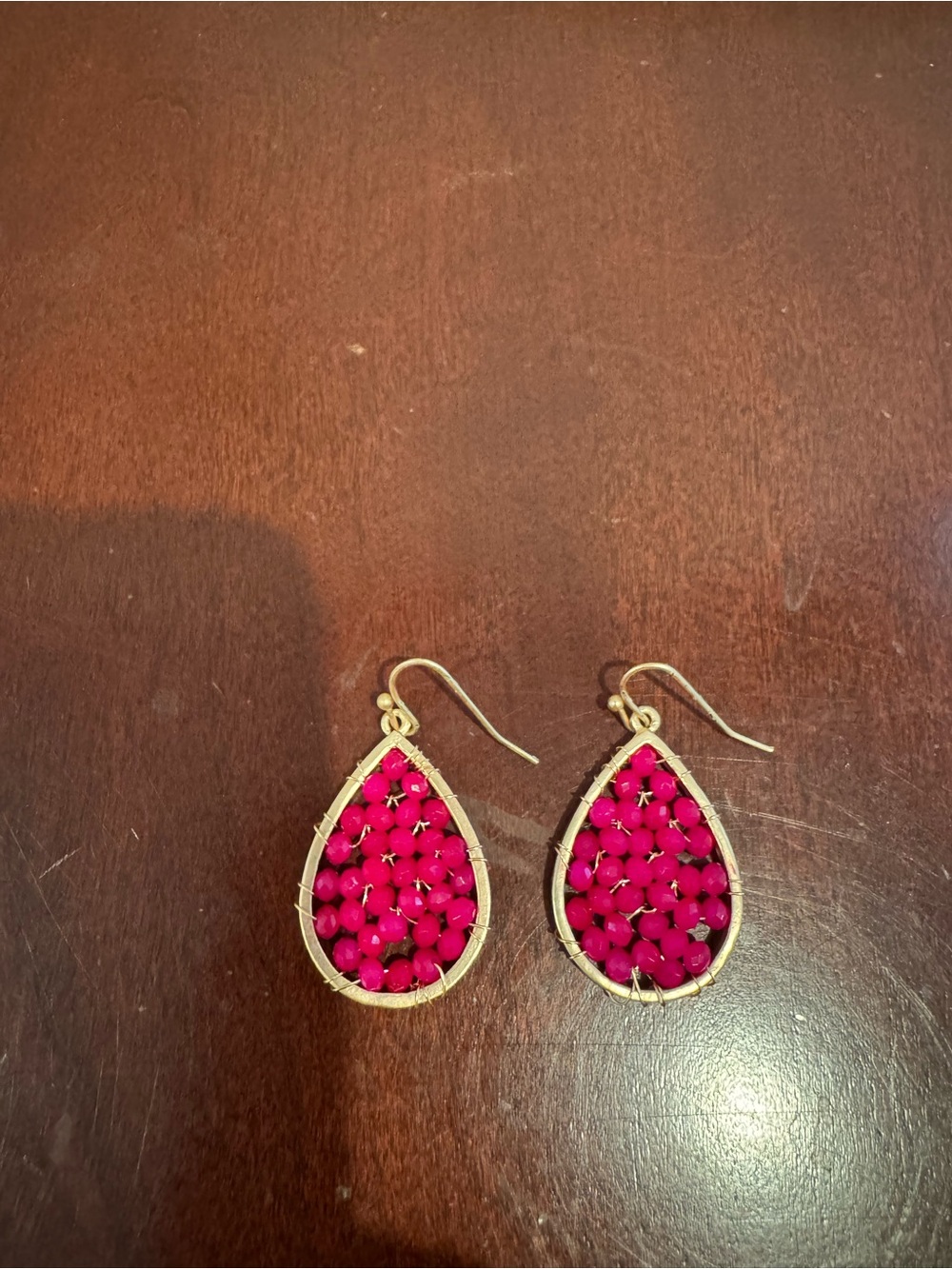 Womens Hot Pink Bead Earrings